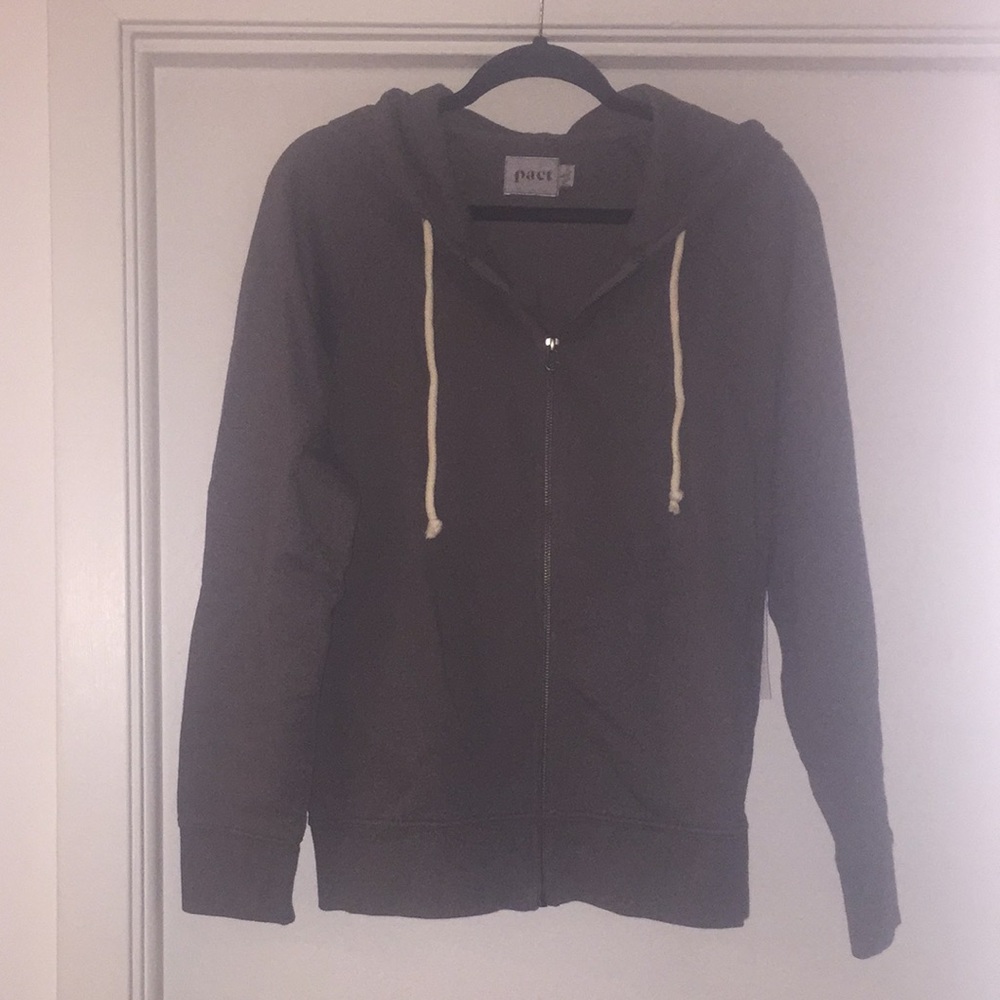 Pact pewter essential zip hoodie organic cotton